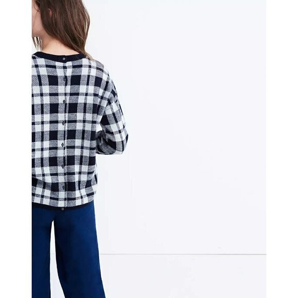 Madewell Plaid Button Back Knit Sweater XS - Picture 2 of 8